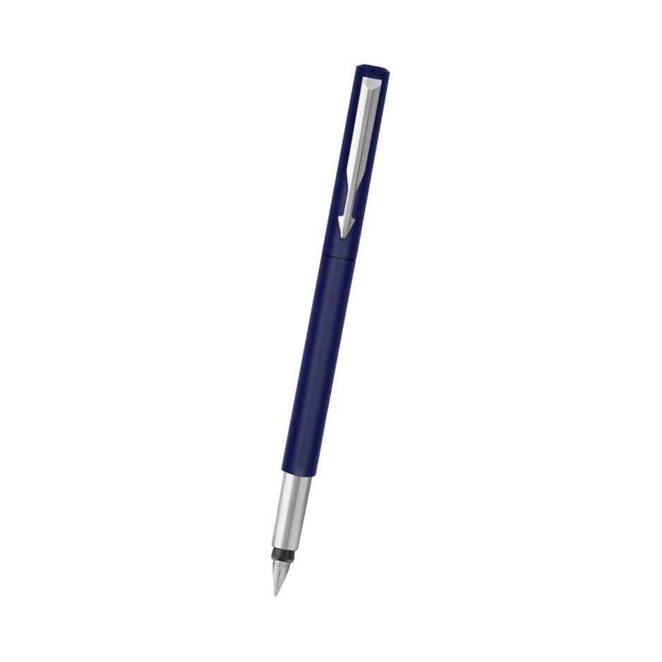 Parker Vector Standard Calligraphy Chrome Trim Fountain Pen Blue Body(Blue Ink)