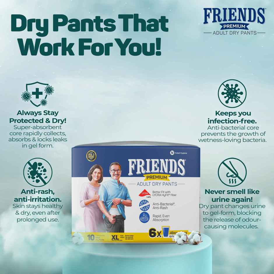 Friends Premium Adult Diaper (Pants, XL , 90-166 cm)