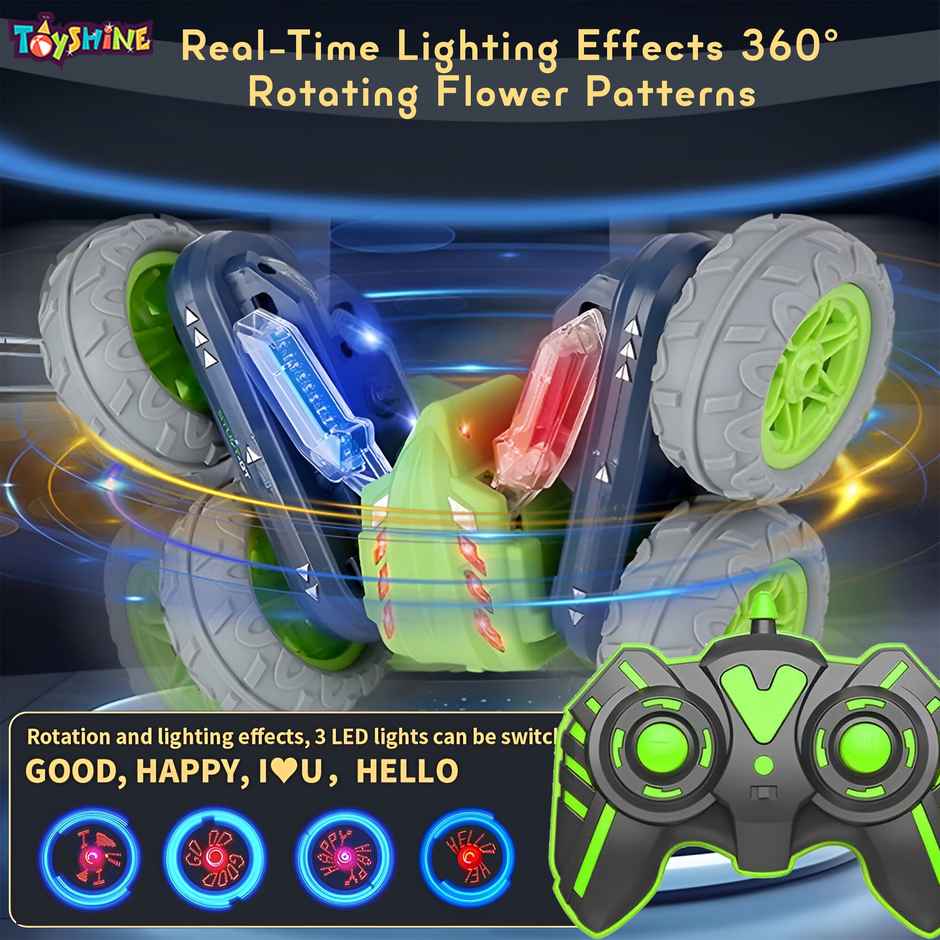 Toyshine Hologram Remote Control Car Stunt Rc Cars 2.4Ghz With Double Sided 360 Green