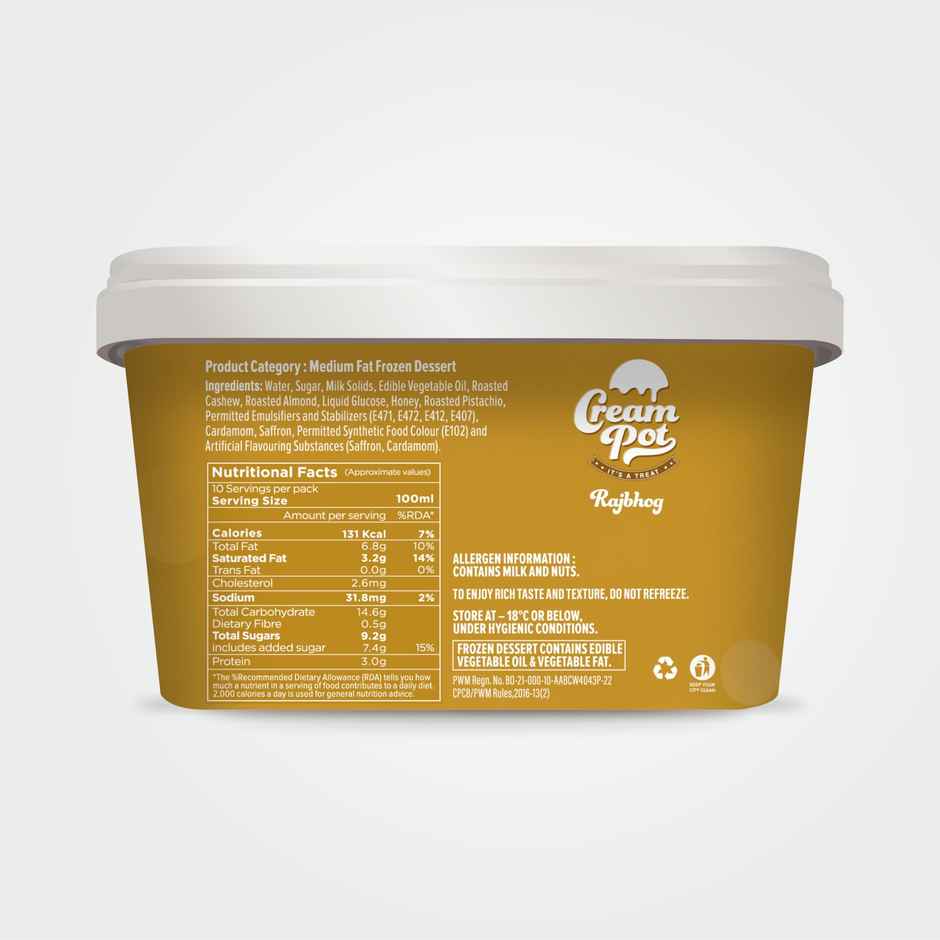 Cream Pot Rajbhog Tub | Frozen Dessert Tub