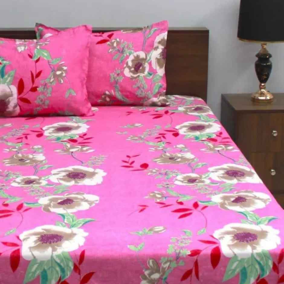 Bombay Dyeing Vista 144 Tc Queen Size Bedsheet With 2 Pillow Covers - Pink (1pc) & Igp Interflora Tuberose Luxury Reed Diffuser (1pc) Combo
