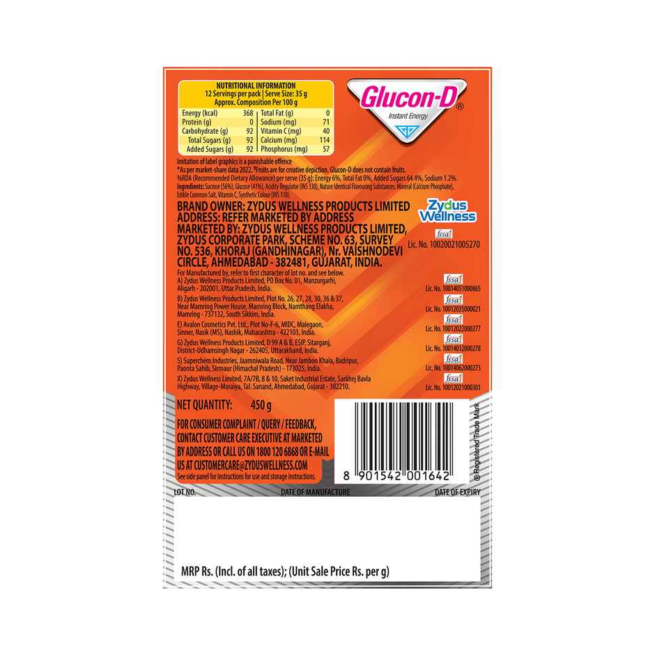 Glucon D Tangy Orange Instant Powder Mix