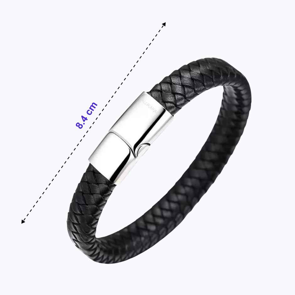 SALTY Alpha Avrum Leather Bracelet for Men and Boys| Anti-Tarnish | Black