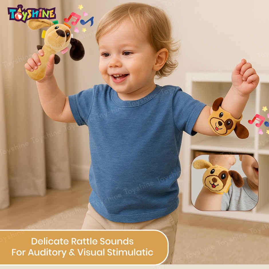 Spanker Baby Hand Cute Soft Dog Rattle Set