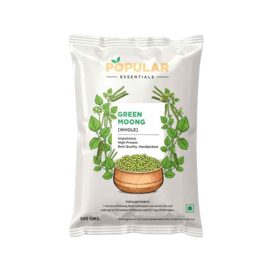 Popular Essentials Green Moong Whole(500gms) & Popular Essentials Black Brown Chana (Un-Polished)(500gms) Combo