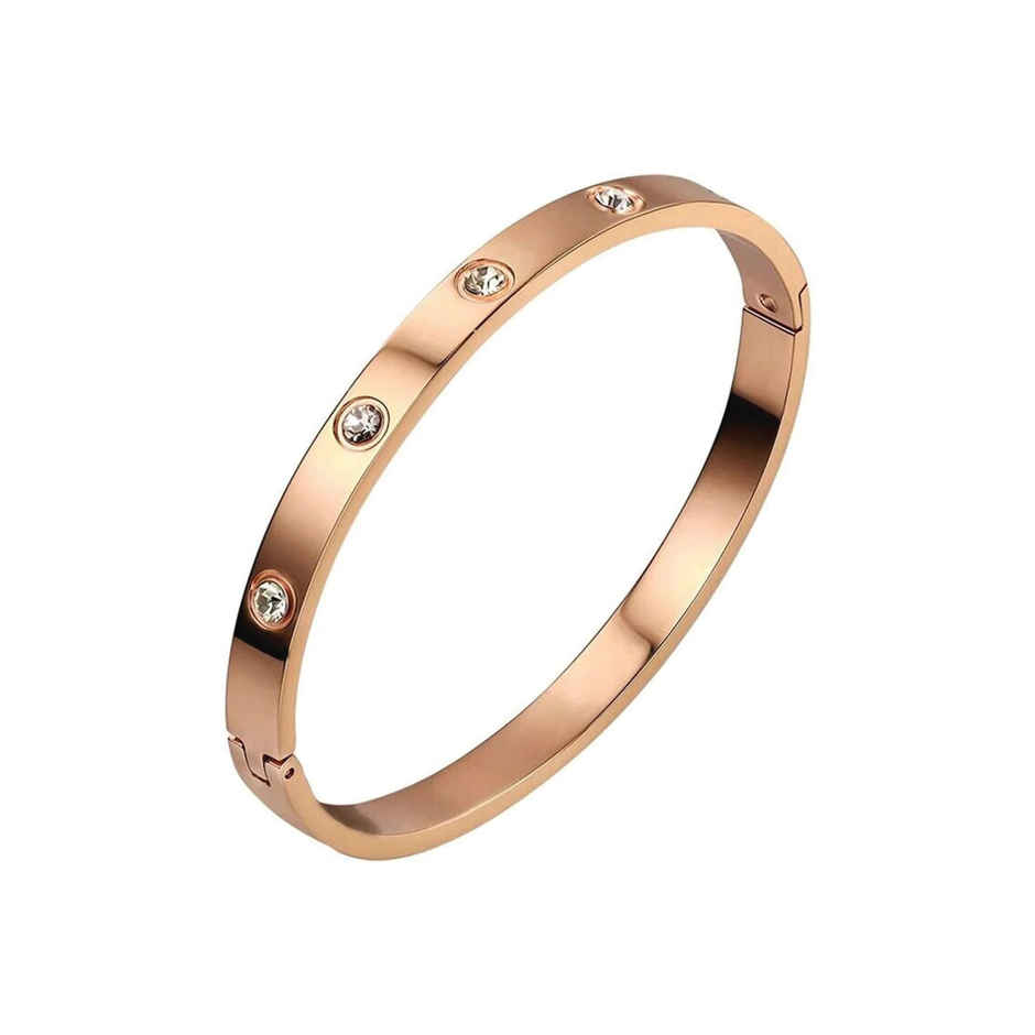 Shining Diva Fashion Latest Stylish Stainless Steel Bangle Gift Bracelet for Women and Girls 15745b