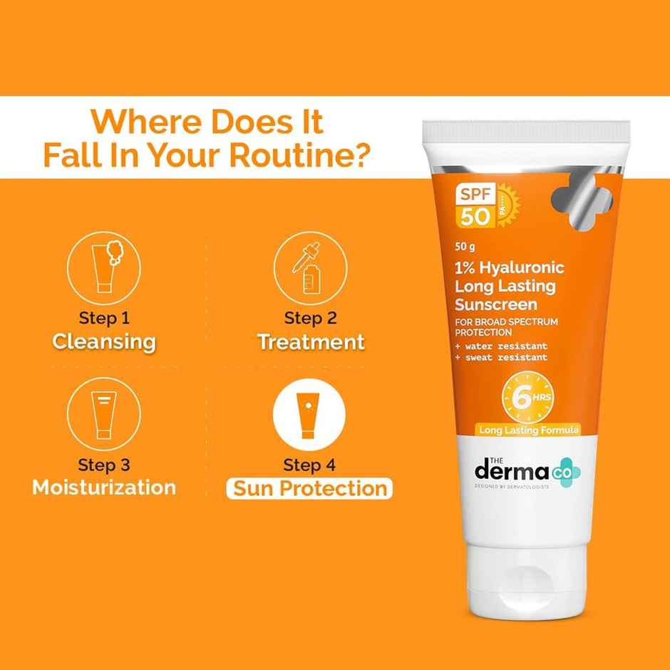 The Derma Co 1% Hyaluronic Long Lasting Sunscreen SPF 50, PA++++ | Sun Protection For All skin