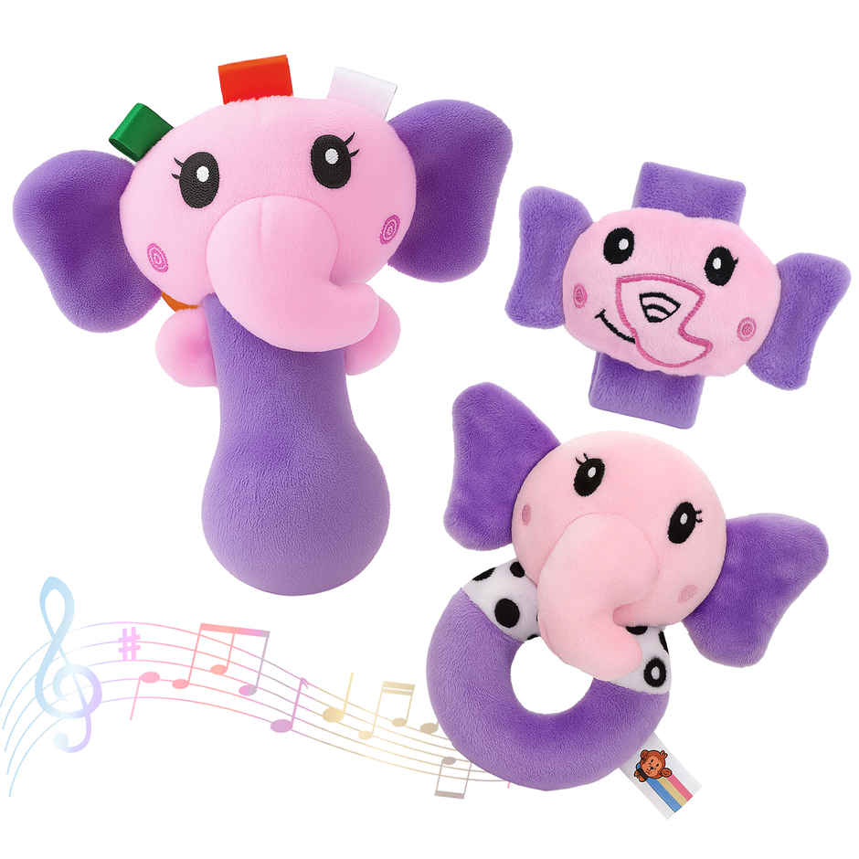 Spanker Baby Hand Cute Soft Elephant Rattle Set