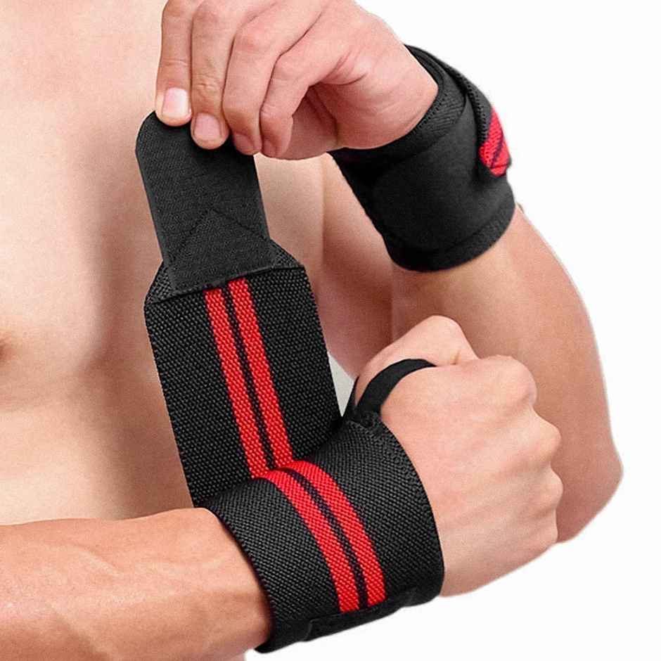 Slovic Wrist Strap for Weightlifting, Gym Grip Support & Strength Training | Red & Black