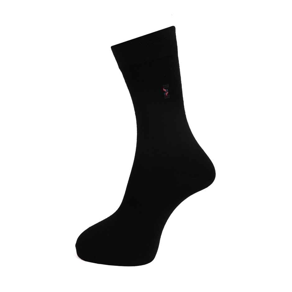 Dollar Men's Solid Cotton Calf Length Socks | Black - Free Size