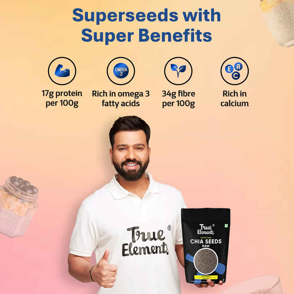 True Elements Chia Seeds Non-Gmo Seeds For Eating Rich In Omega -3 And Fibre Healthy Snacks