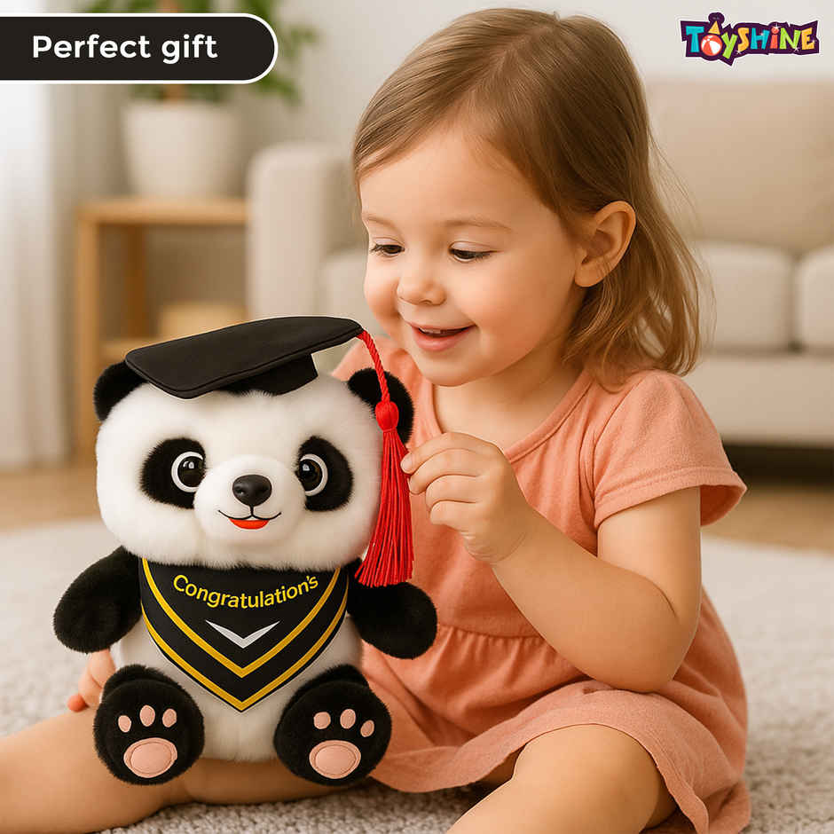 Spanker Graduation Panda Cute Plush Panda with Cap - 21 cm