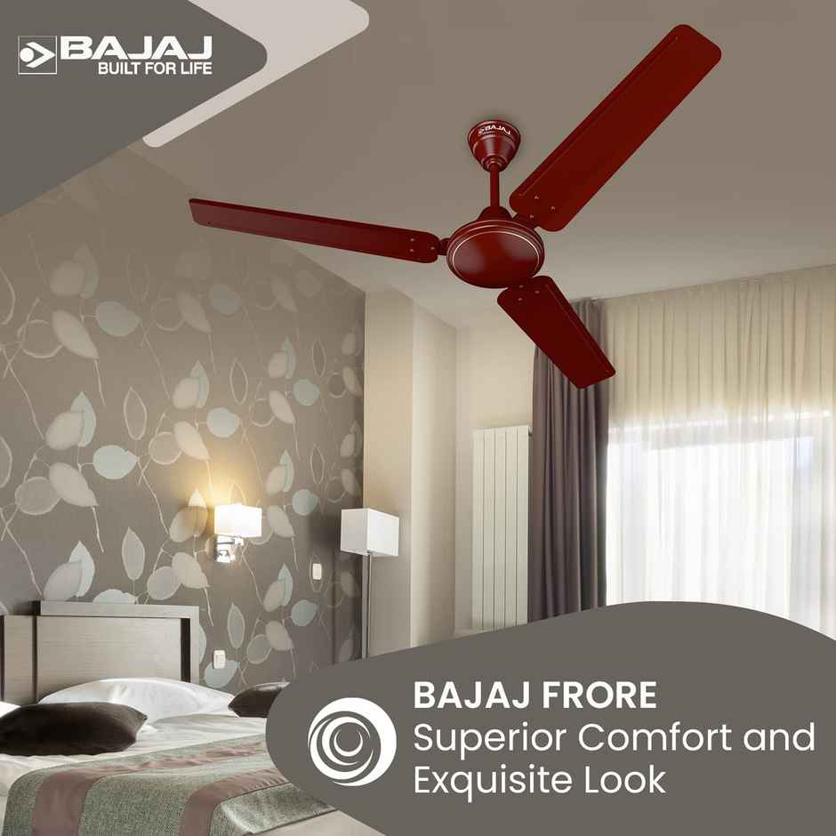 Bajaj Frore Turbo Ceiling Fans, 52 Watts, 1200mm/48 Inches,Energy Efficient Ceiling Fan | Rust Free Coating For Long Life -  Brown