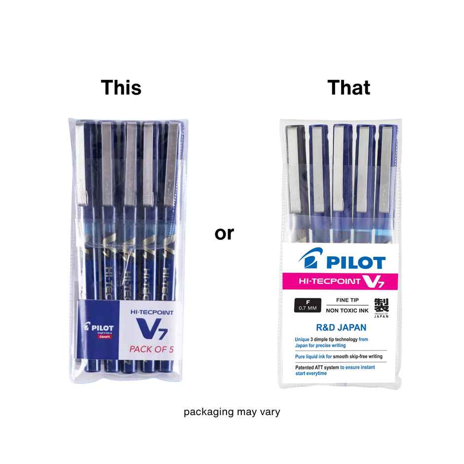 Pilot Hi-Techpoint V7 Roller Pen 4 Blue +1 Black - 5 Pieces