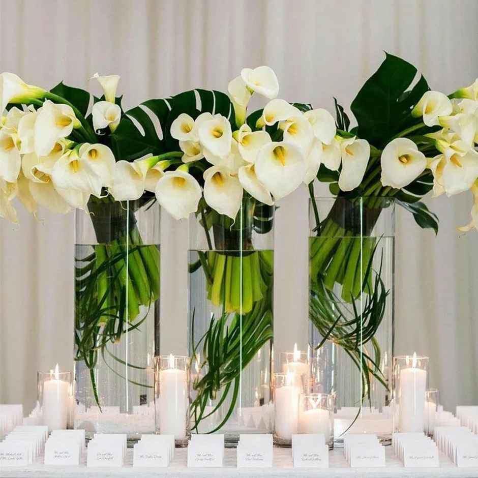 Tied Ribbons 10 Pcs Artificial Calla Lily Flowers Bunch