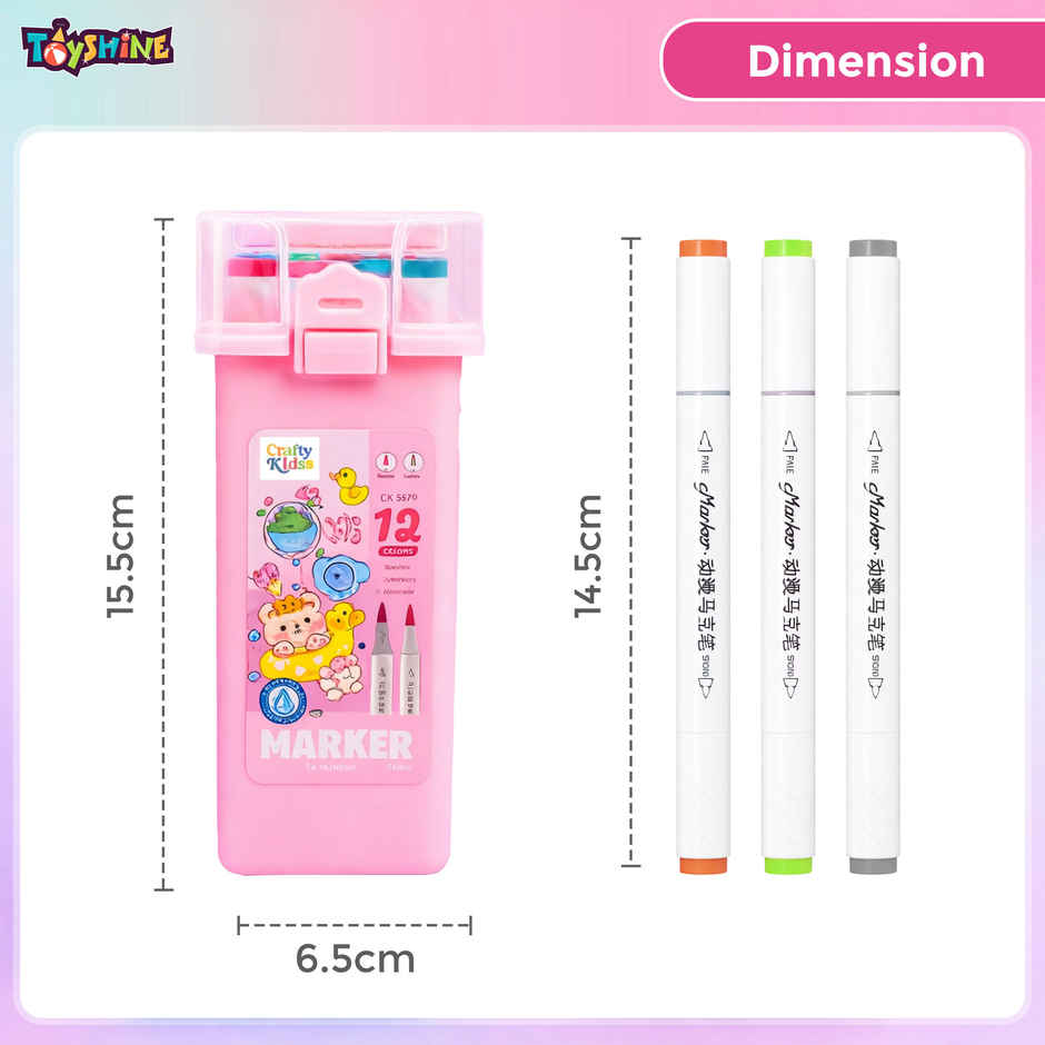 Toyshine Twin Tip Coloring Sketch Markers Set | Pink