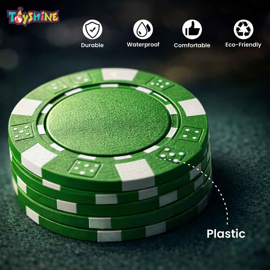 Toyshine Casino Style 100 Pcs Poker Chips Set in a Tin Case with 1 Dealer Button