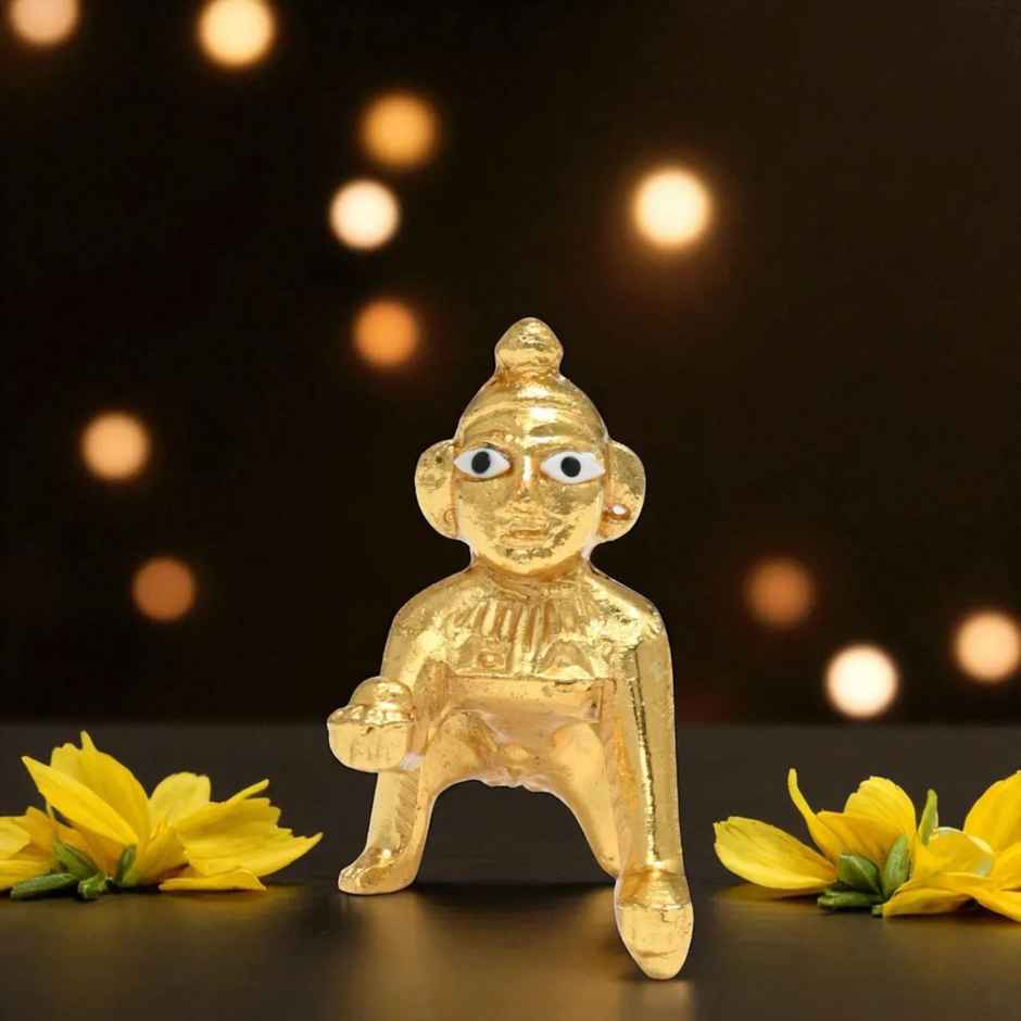 Laddu Gopal Idol | Size 2 | Metal with Gold Coating | Chandar