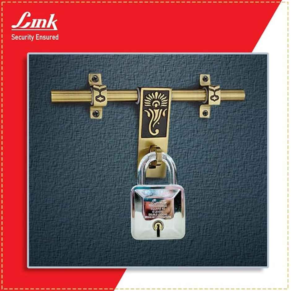 Link Stainless steel Hardened Shackle Diamond Square 60 mm padlock with 3 aesthetic Keys