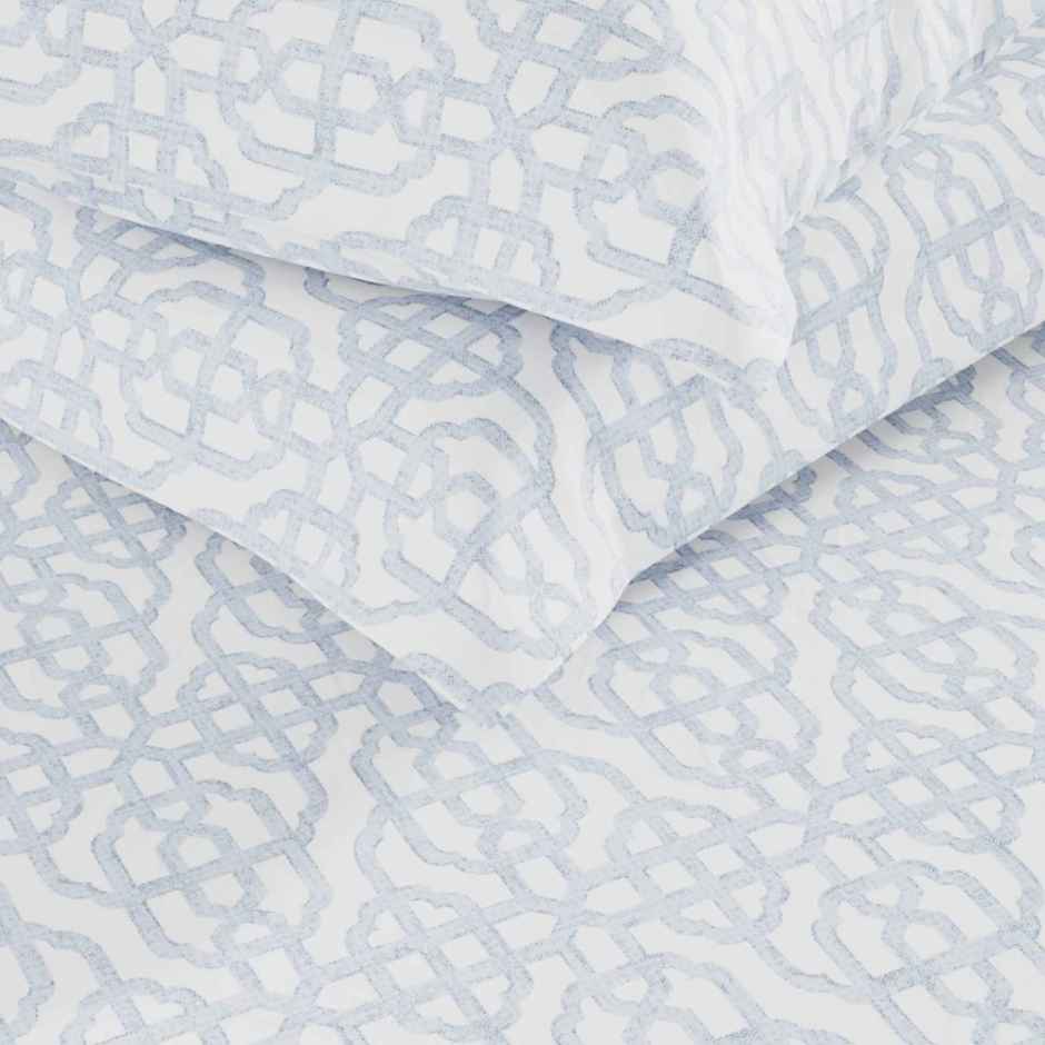 Nautica Designer 100% Satin Cotton Xl King Bedsheet With 2 Pillow Covers | Set of 3 | Powerblue
