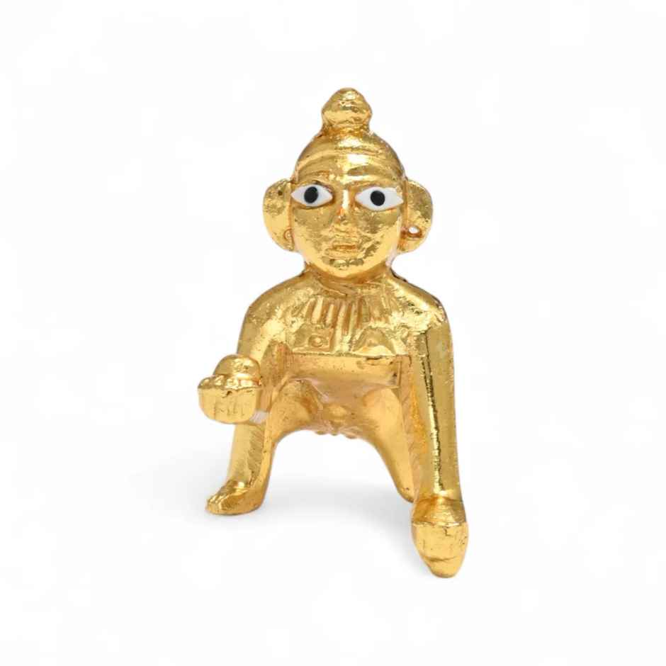 Laddu Gopal Idol | Size 2 | Metal with Gold Coating | Chandar