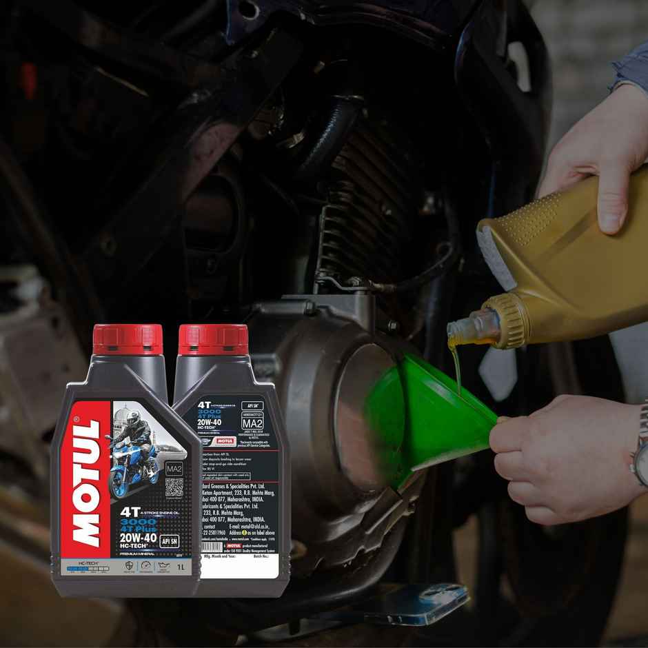 Motul 3000 4T Plus 20W40 Api Sn Hc Tech Engine Oil For Bikes | 1L (1l) & Gomechanic Multipurpose Lubricant Spray 400Ml-Advanced Formula For Rust Prevention (1pc) Combo