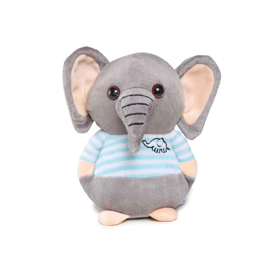 Webby Soft Animal Plush Elephant Toy 20cm, Blue & Grey