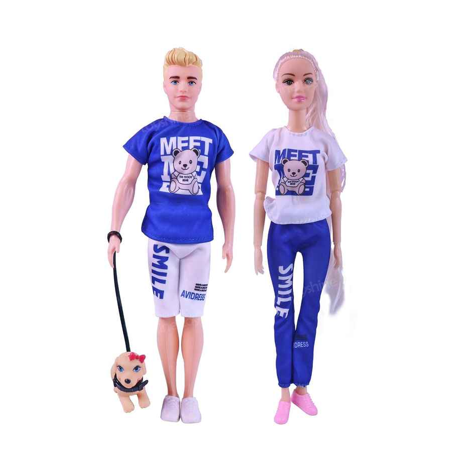 Toyshine Beautiful Summer Magic Couple Fashion Doll Toy Set For Baby Kids Dolls House Collection