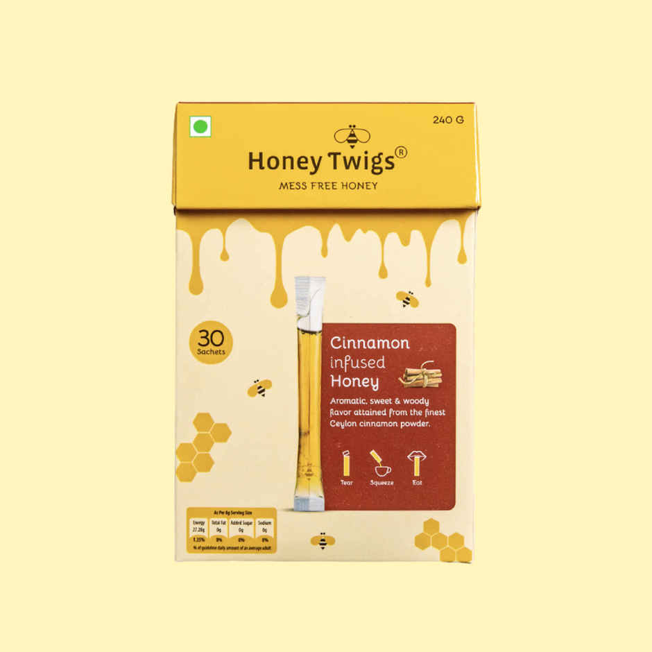 Honey Twigs Cinnamon Infused Honey | 30 Twigs Pack