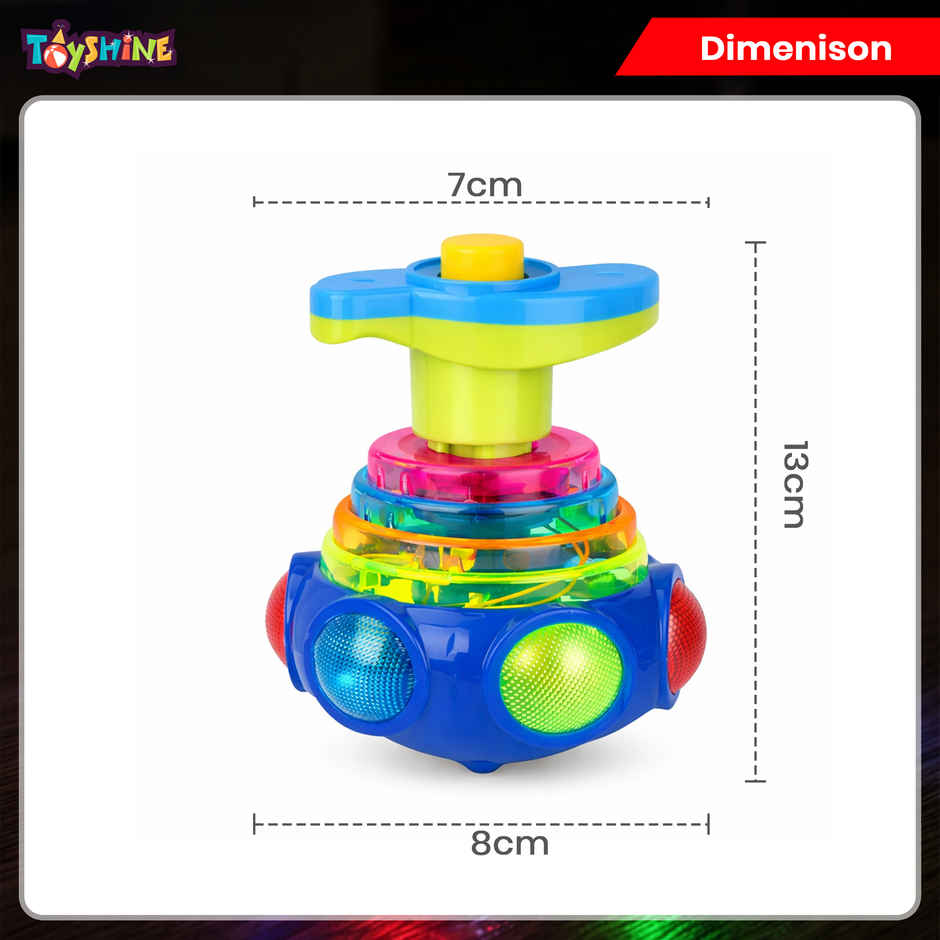 Toyshine Light-Up Musical Spin Top with LED Glow and Sound Effects, Model D (Colour May Vary)