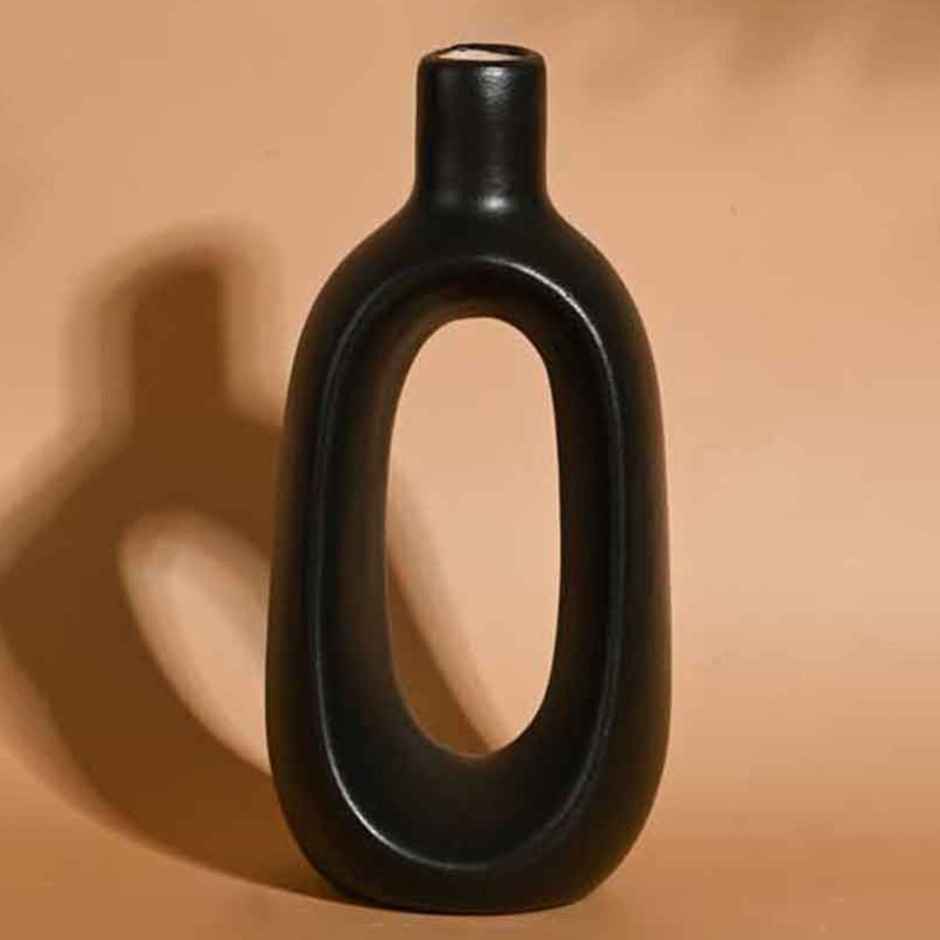 Casacraft by Pepperfry Black Ceramic Ryan Table Vases