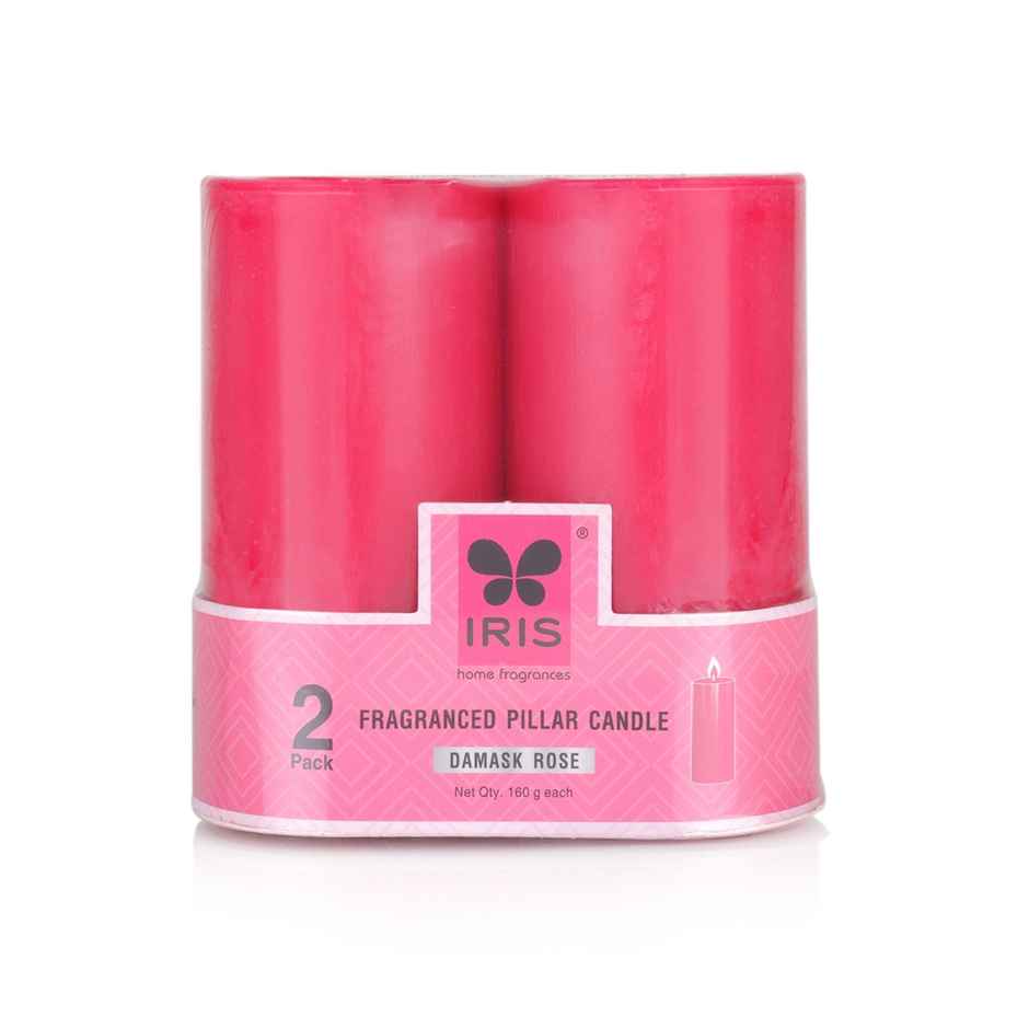 IRIS Damask Rose Scented Pillar Candle