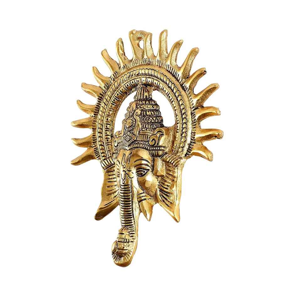 Ganesh Ji with Surya Mukut Wall Hanging in Gold Polish | Devnidhi