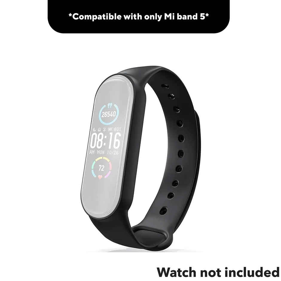 Sounce Adjustable Silicone Strap for Xiaomi Mi Band 5 | Not for Mi Band 3-4 (Black, Only Strap)