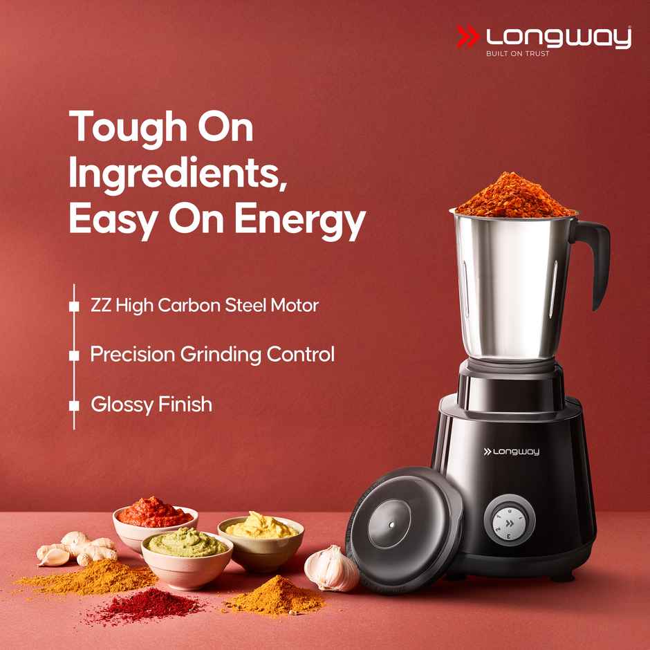 Longway Roto Max Up to 750W Max Output Juicer Mixer Grinder | 4 Jars | Black & Grey