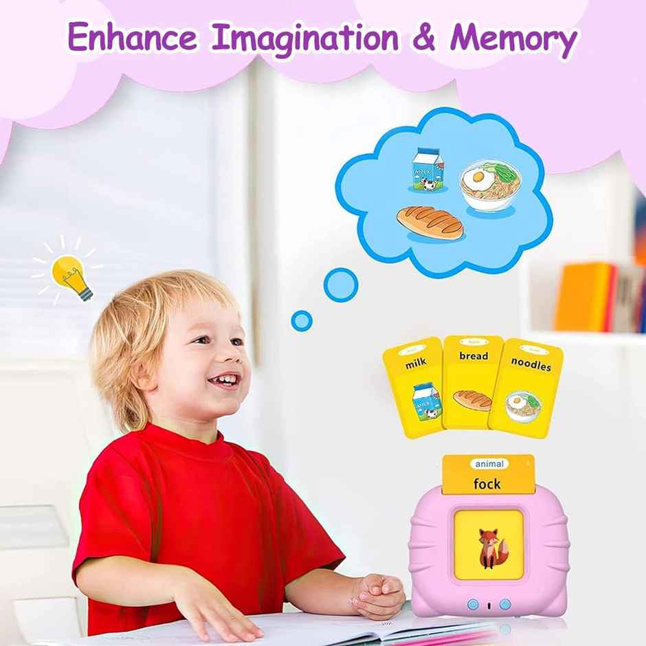 Wembley Talking Flash Cards Educational Learning Toy Machine For Kids Age 6 Yrs | 112 Cards-Pink
