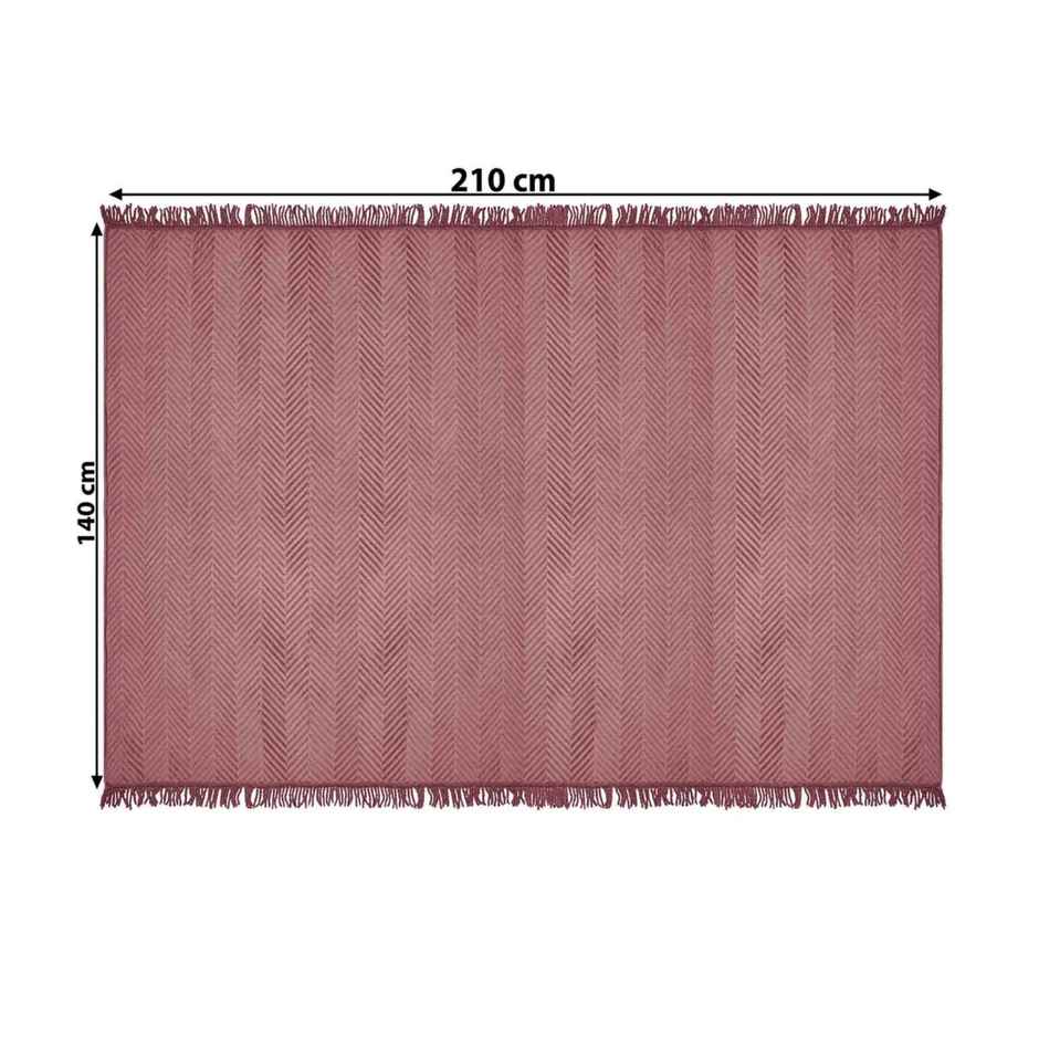 CasaCraft Pepperfry Sofa Covers Velvet Zig Zag Pink 55x86 Inch Reversible Cotton Blanket for Home