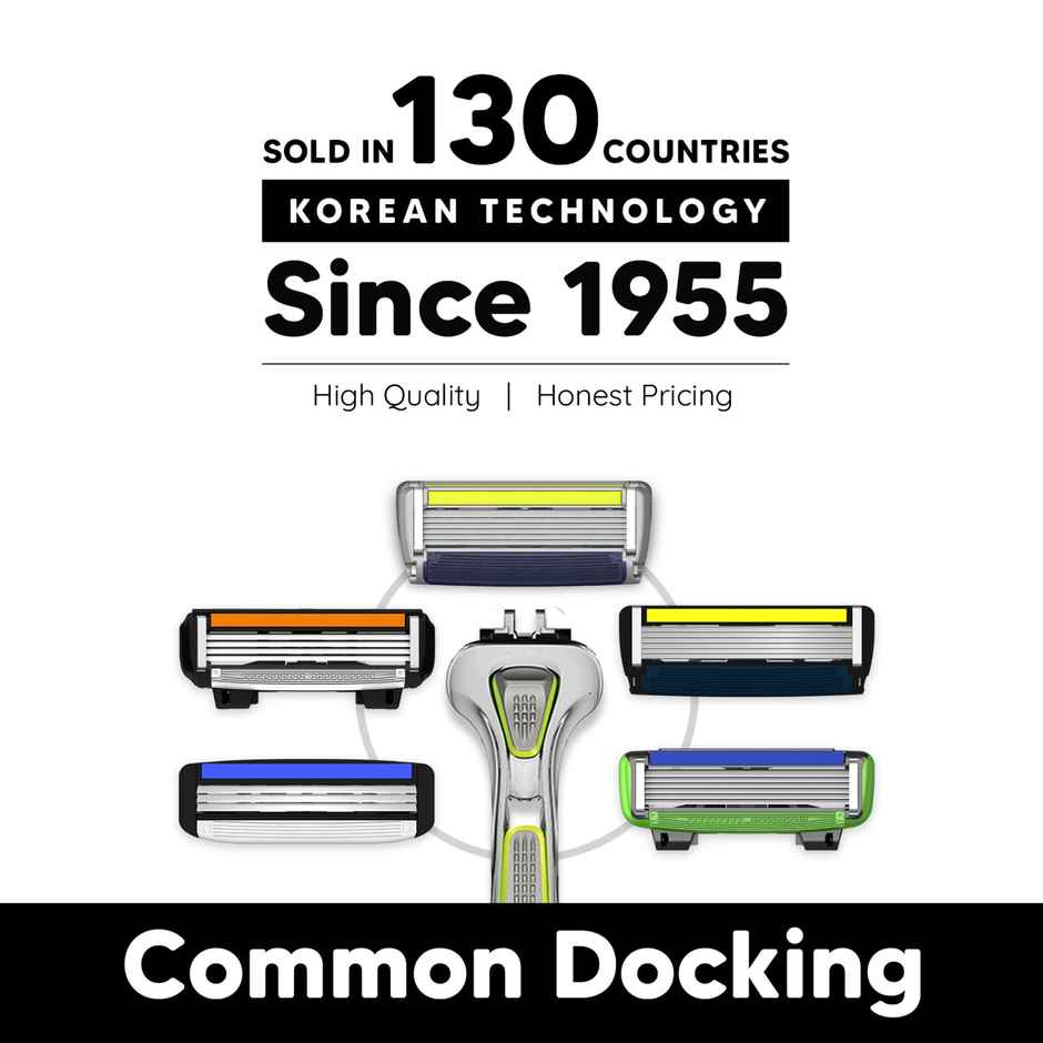 Letsshave Pro 6 Shaving Blades | World's First 6-Blade & Precison Back Blade for men