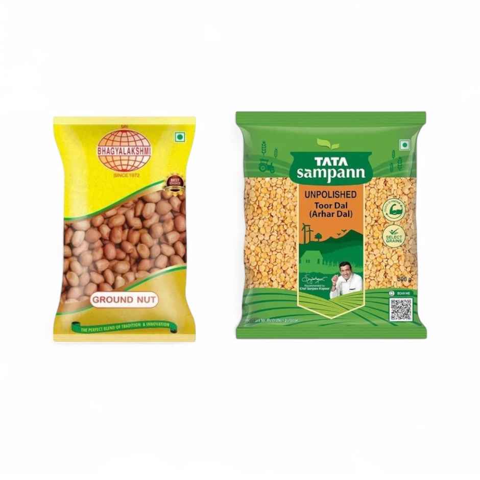 Sri Bhagyalakshmi Ground Nut(500 gms) & Tata Sampann Unpolished Toor Dal (Arhar Dal)(500 gms) Combo