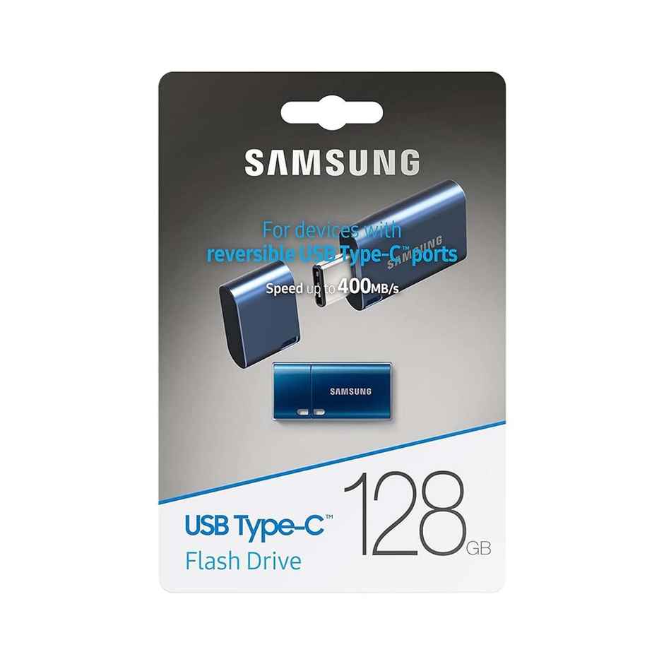 Samsung Type C Usb Flash Drive 128Gb | Transfers 4Gb In 11 Secs W/Up To 400Mb/S | Waterproof - Blue