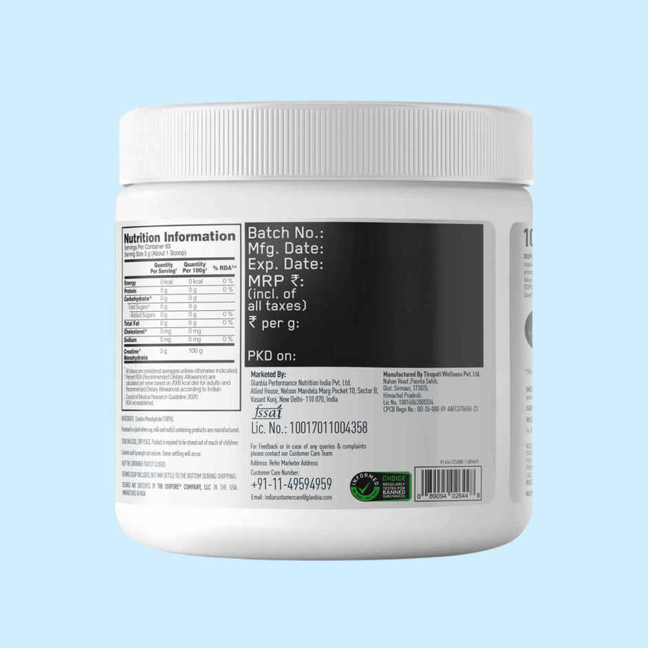 Isopure Creatine Monohydrate Micronized Increase Lean Muscle Mass
