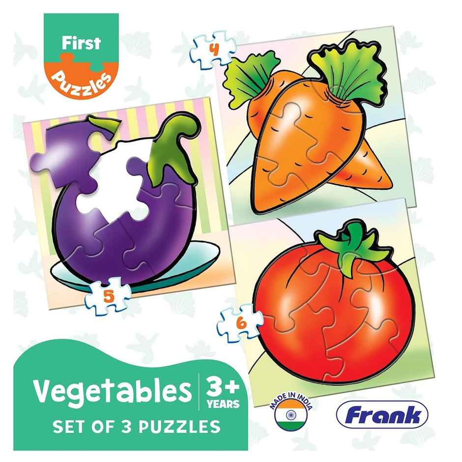 Frank Vegetables - A Set Of 3 First Puzzles - 4, 5 & 6 Pieces