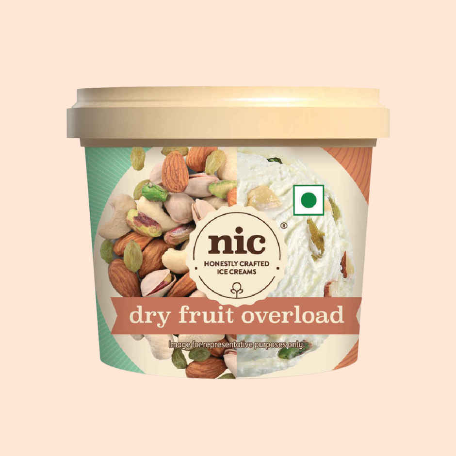 NIC Dry Fruit Overload Ice Cream Cup | Preservative Free | No Artificial Flavors
