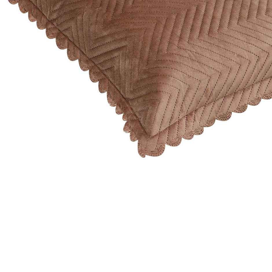 Hosta Homes Velvet Fabric Laser Cut Brown Pillow Cover Pack of 1