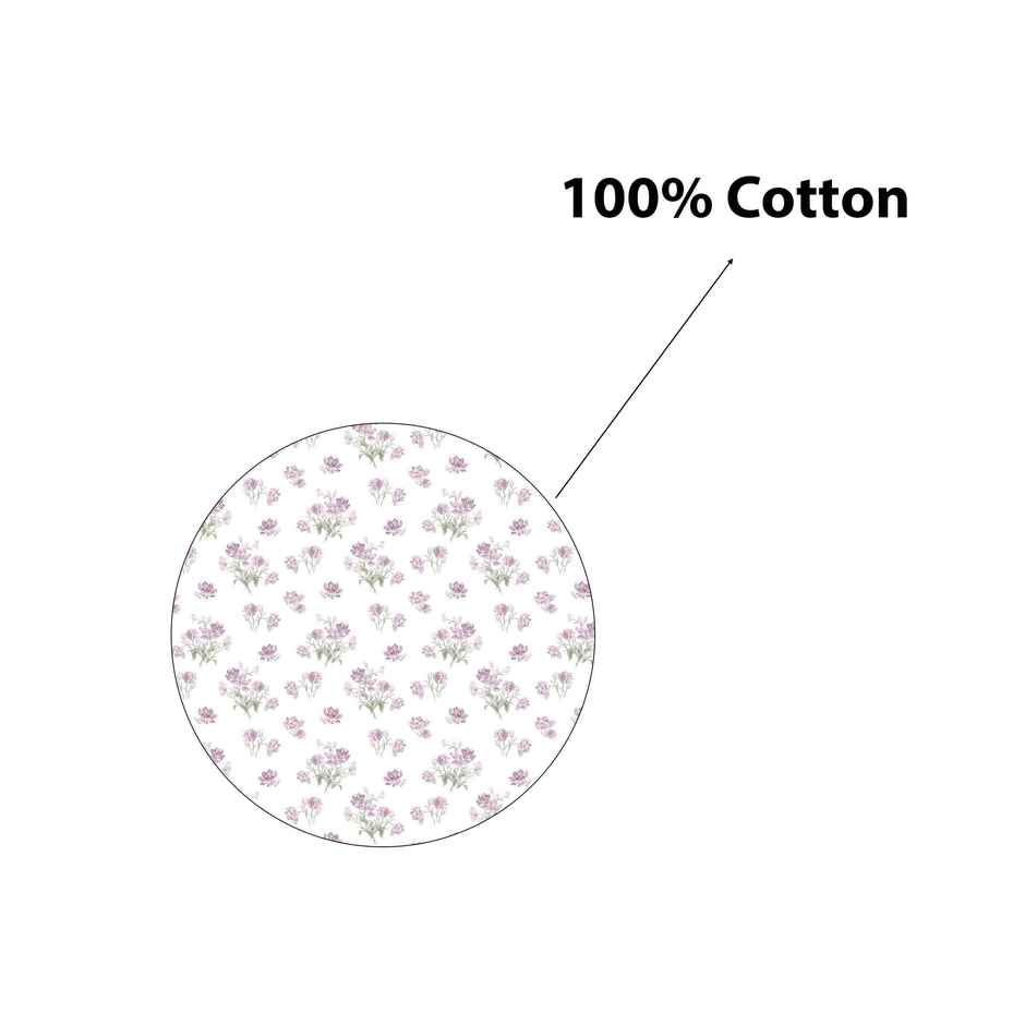 Haus & Kinder Lilac Dream Double 100% Cotton Floral Bedsheet | White and Purple | 98 x 89 in