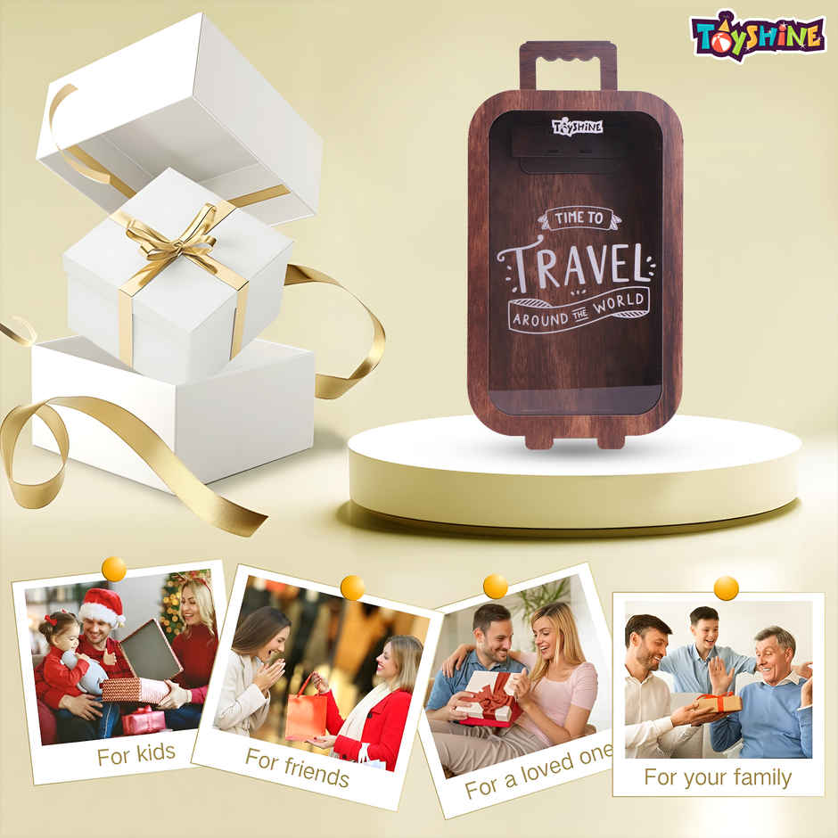Toyshine Wooden Suitcase Piggy Bank with 1 Lakh Savings Challenge for Kids & Adults