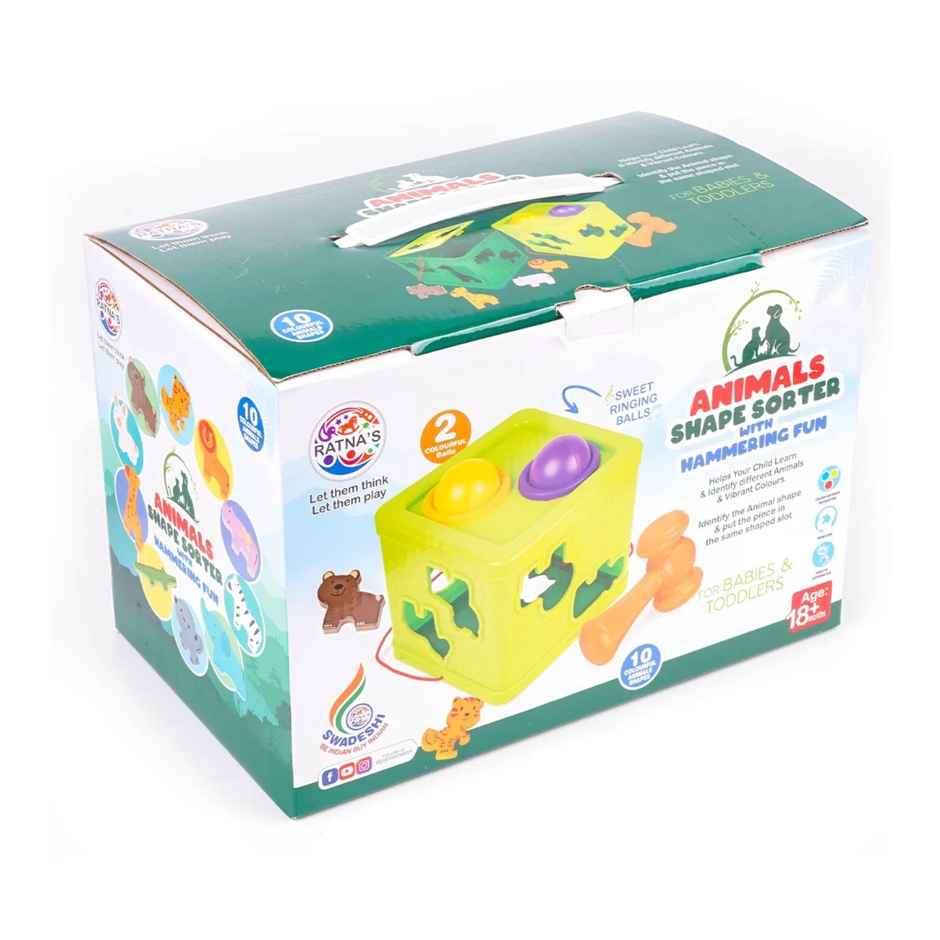 Ratna's Animals Shape Sorter With Hammering Fun