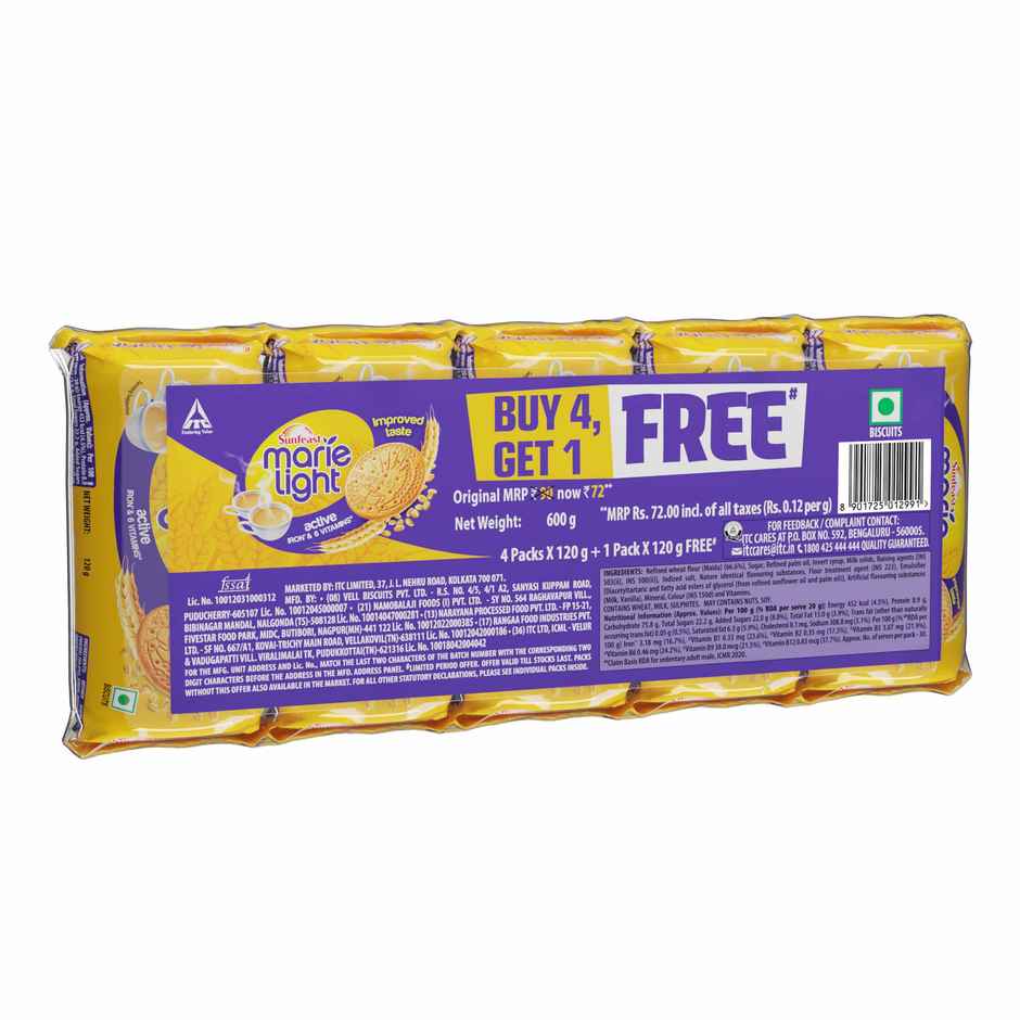 Sunfeast Marie Light Active, Marie Biscuits with Iron and 6 Vitamins Family Pack