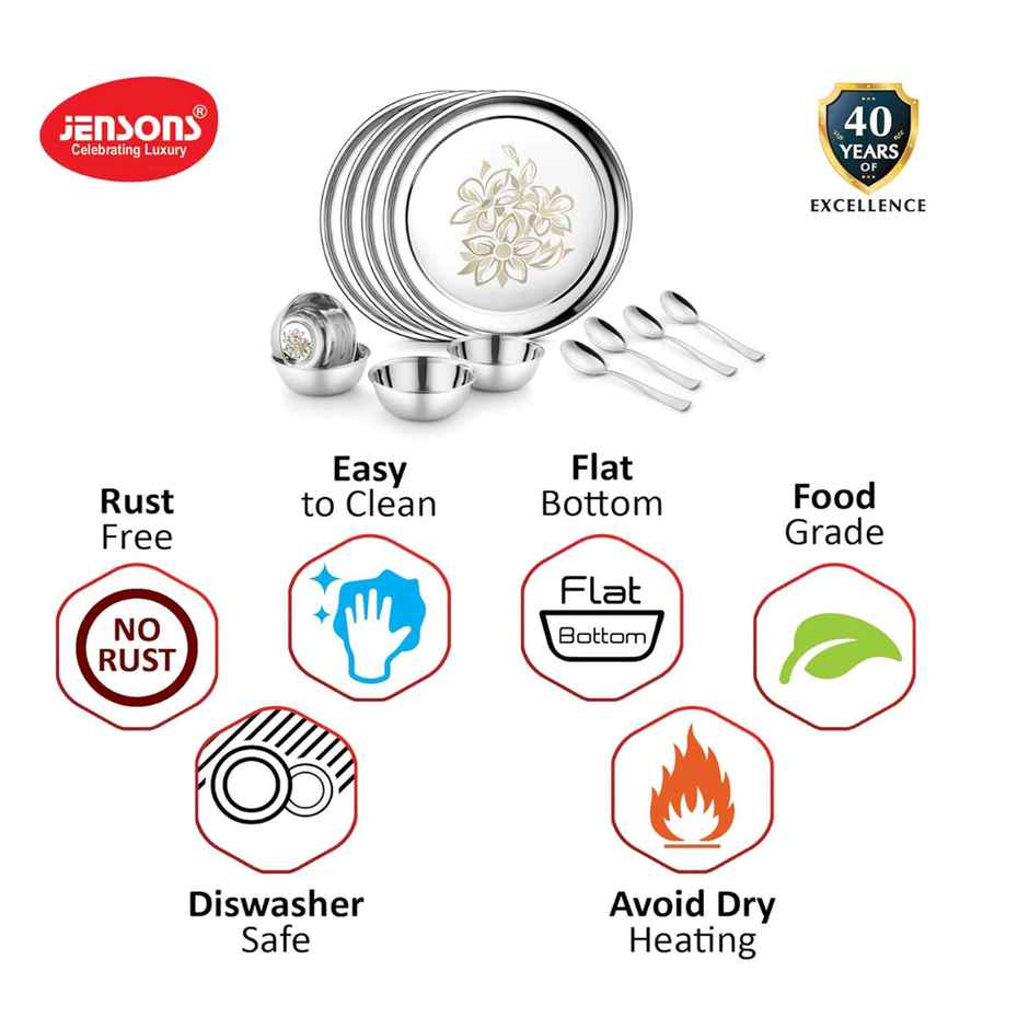 Jensons Stainless Steel 16 Piece Dinner Set | Family Dining Combo