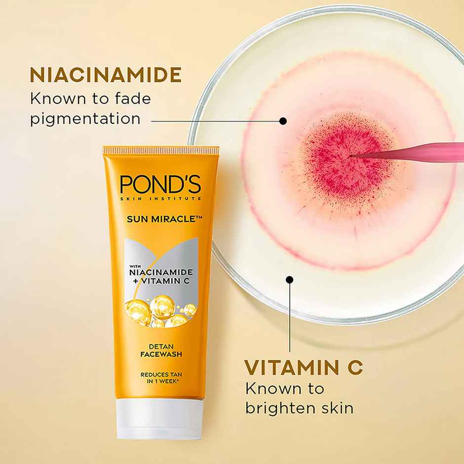 Pond's Detan Facewash, With Niacinamide & Vitamin C, Reduces Tan In 7 Days, For All Skin Types